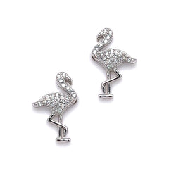 Sterling Silver CZ Flamingo Earrings