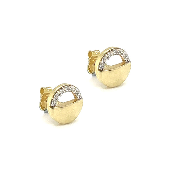 9ct Yellow Gold 8.6mm Stone Set Stud Earrings side