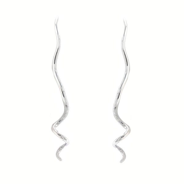 Sterling Silver Long Corkscrew Drop Earrings