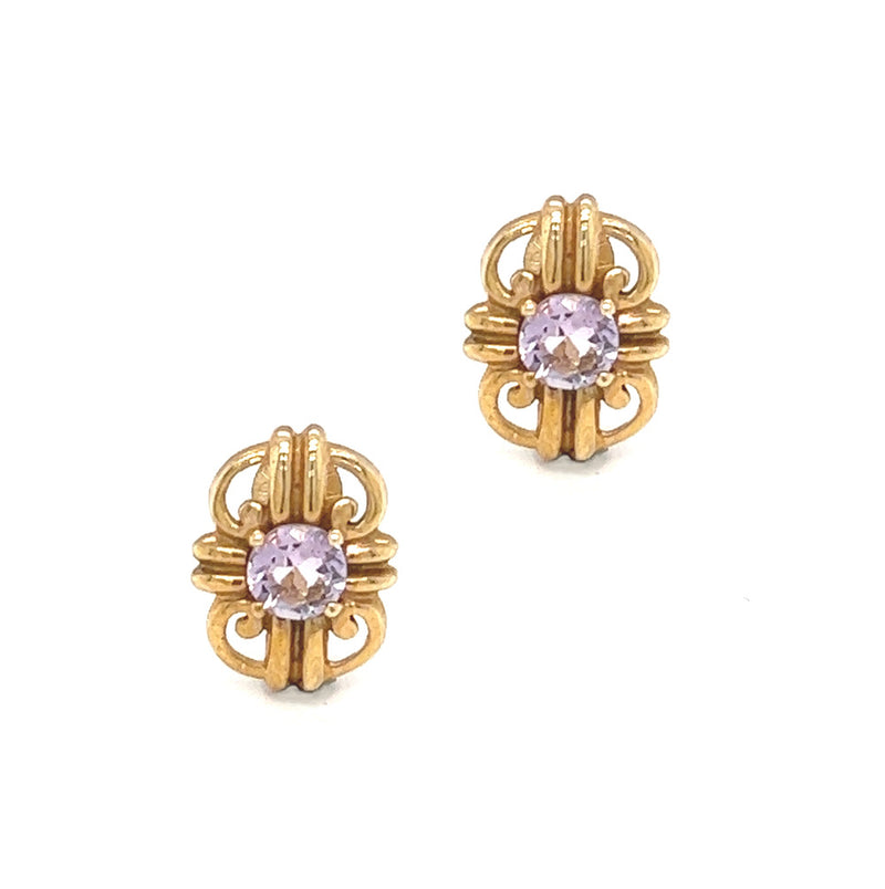 9ct Yellow Gold Amethyst Fancy Stud Earrings