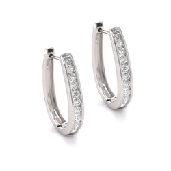 Sterling Silver CZ Oval Hoop Earrings