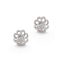 Sterling Silver CZ Daisy Earrings