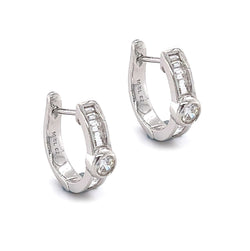 Sterling Silver Mixed Cut CZ Huggy Hoop Earrings