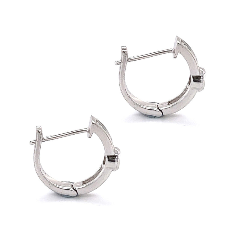 Sterling Silver Mixed Cut CZ Huggy Hoop Earrings