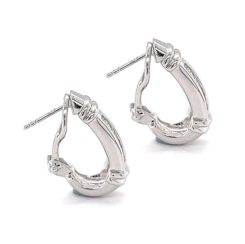 Sterling Silver Baguette Cut CZ Half Hoop Earrings side