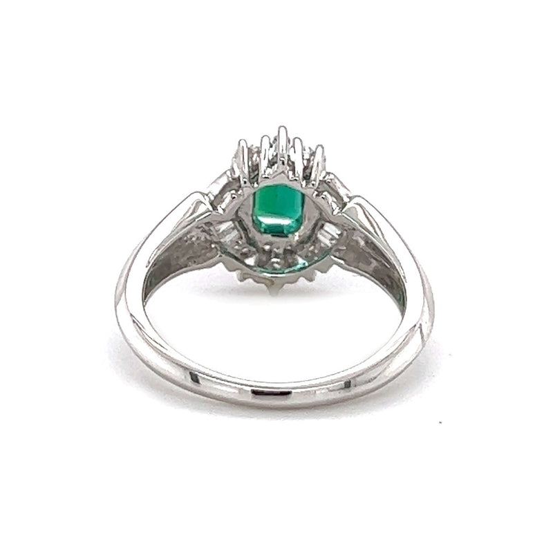 Silver Emerald Green & White CZ Ring