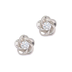 Sterling Silver CZ Flower Stud Earrings