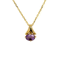 Oval Amethyst Pendant 9ct Gold