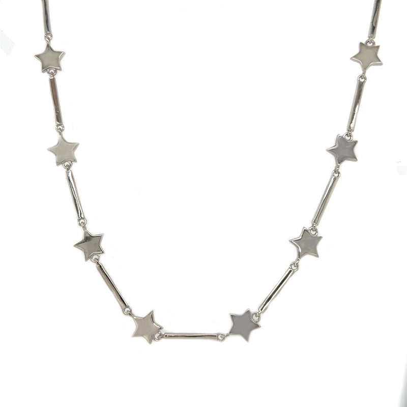 Sterling Silver Star & Bar Link Necklace