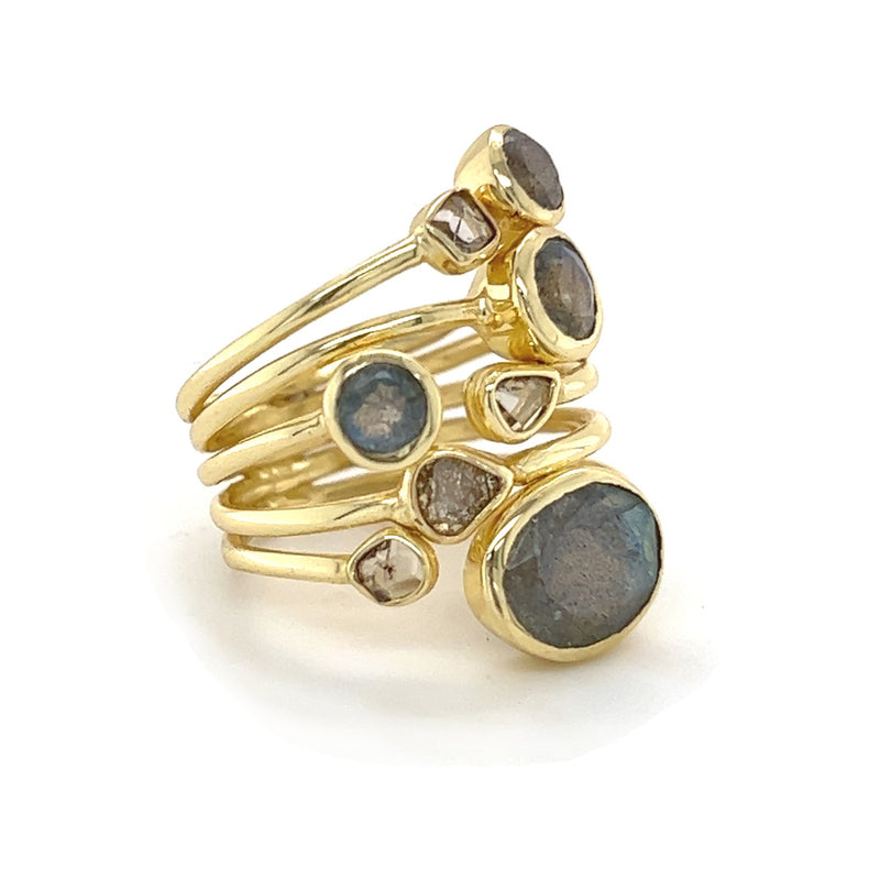 Sterling Silver 14k Gold Plated Multi Gemstonet Ring SIDE