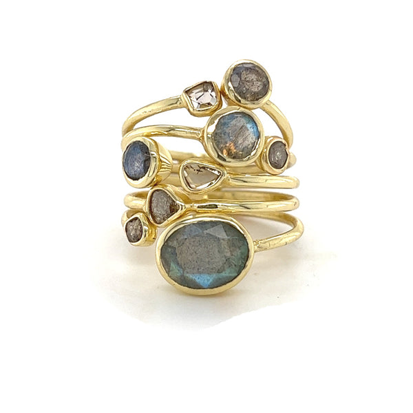 Sterling Silver 14k Gold Plated Multi Gemstonet Ring