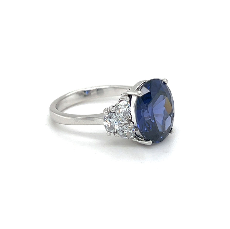 Sterling Silver Tanzanite Blue & White CZ Ring side