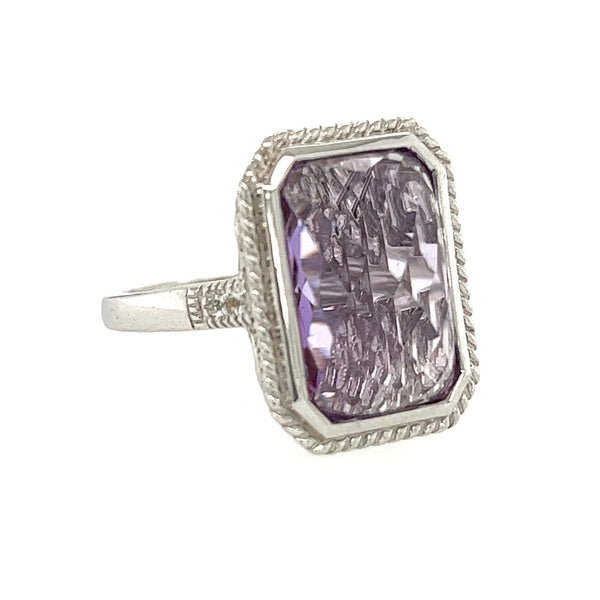 Silver Lilac & White CZ Ring