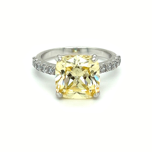 Silver Yellow & White CZ Ring