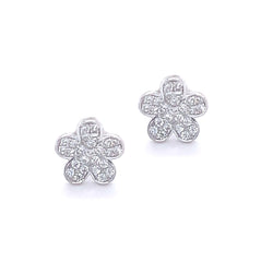 Silver CZ Flower Stud Earring