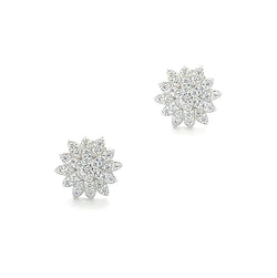 Silver CZ Cluster Stud Earring