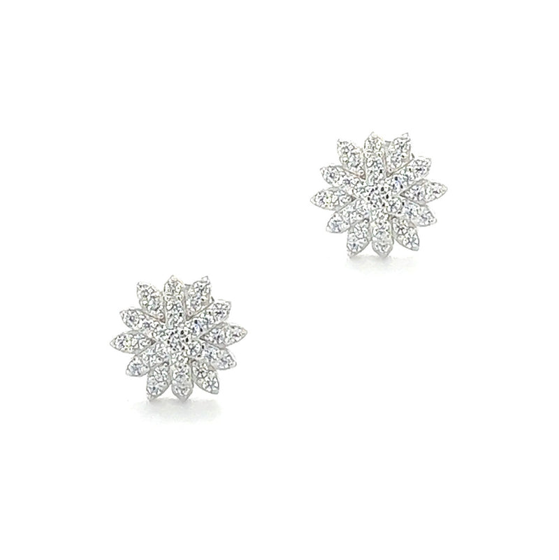 Silver CZ Cluster Stud Earring