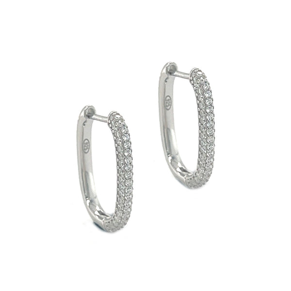 Sterling Silver CZ Huggy Hoop Earrings