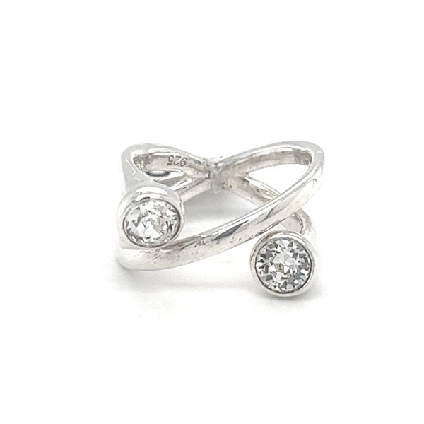 Sterling Silver Cubic Zirconia Crossover Ring