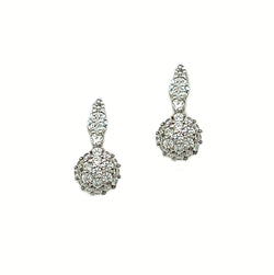 9ct White Gold CZ Cluster Drop Earrings