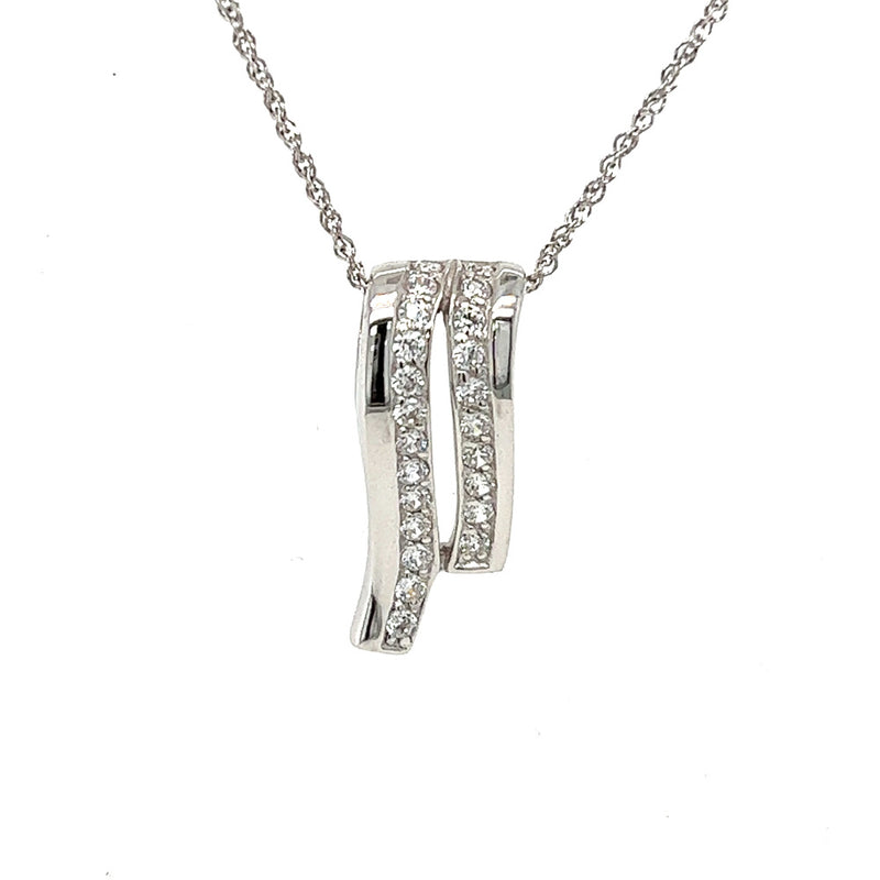 9ct White Gold CZ Necklace