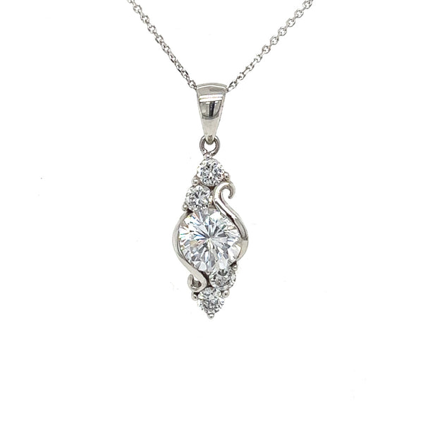 9ct White Gold CZ Necklace